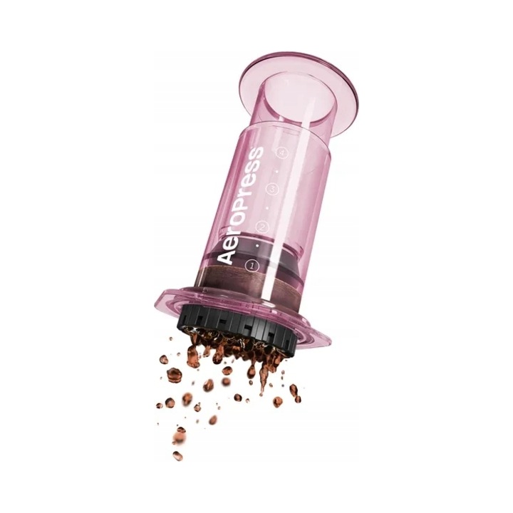 Cafetiere AeroPress Clear Pink, 50 filtre, Tritan, roz, set