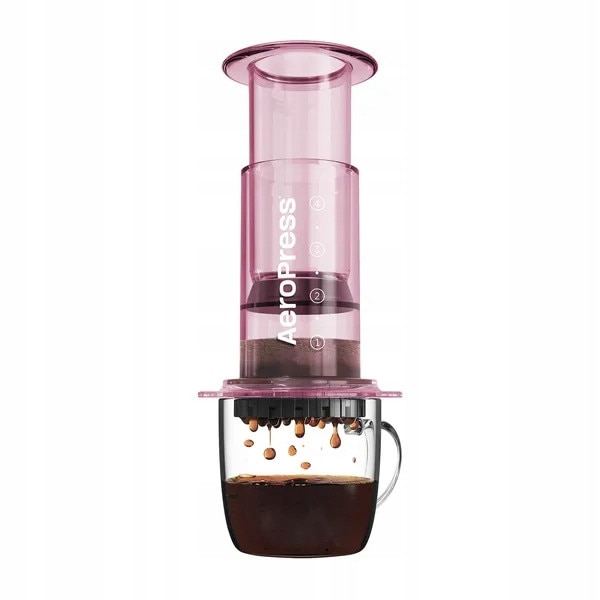 Cafetiere AeroPress Clear Pink, 50 filtre, Tritan, roz, set