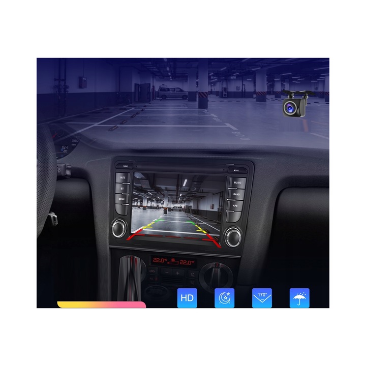 ALLNOEL 2-DIN autórádió Audi A3 8P-hez, 4GB memória, GPS, Android Auto/Apple CarPlay, Wi-Fi, Bluetooth, USB, AUX/RCA, érintőképernyő, fekete