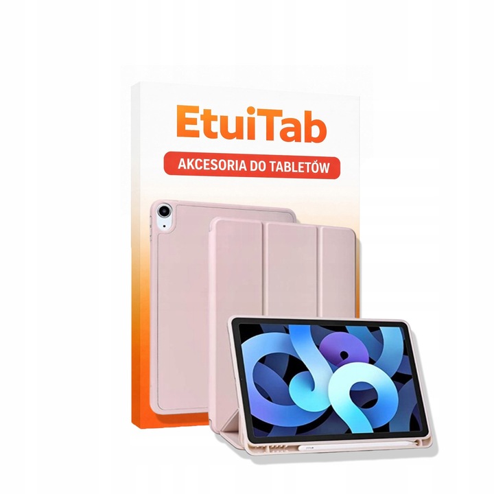 EtuiTab tablettok Apple iPad Air 5/4 10.9"-hez, rózsaszín, ökológiai bőrből és szilikonból, ceruzatartóval