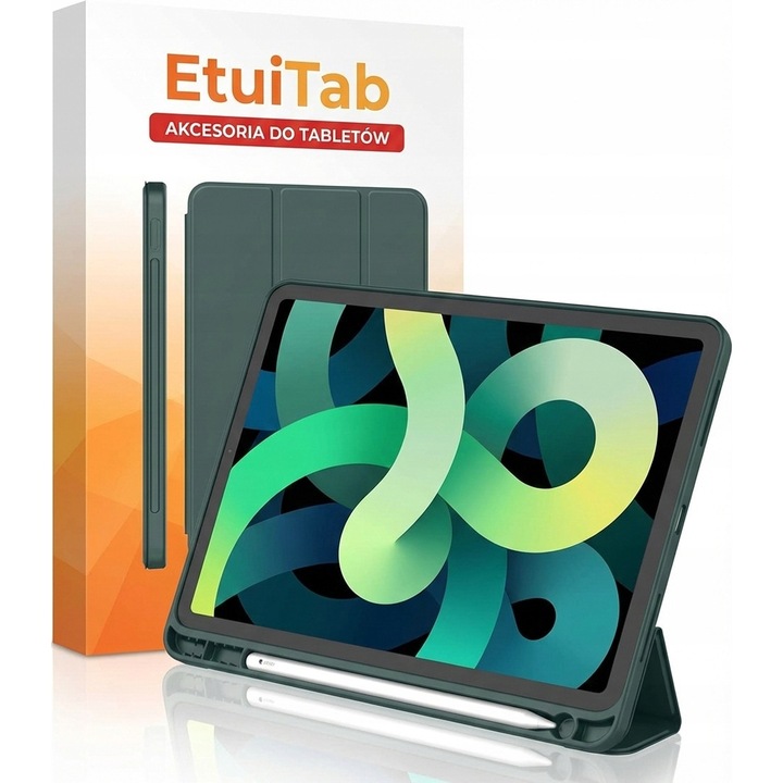 Husa tableta EtuiTab pentru Apple iPad 10.9 10 GEN 2022 / iPad 11 A16 11GEN 2025, verde, loc pentru stylus, din piele ecologica si silicon