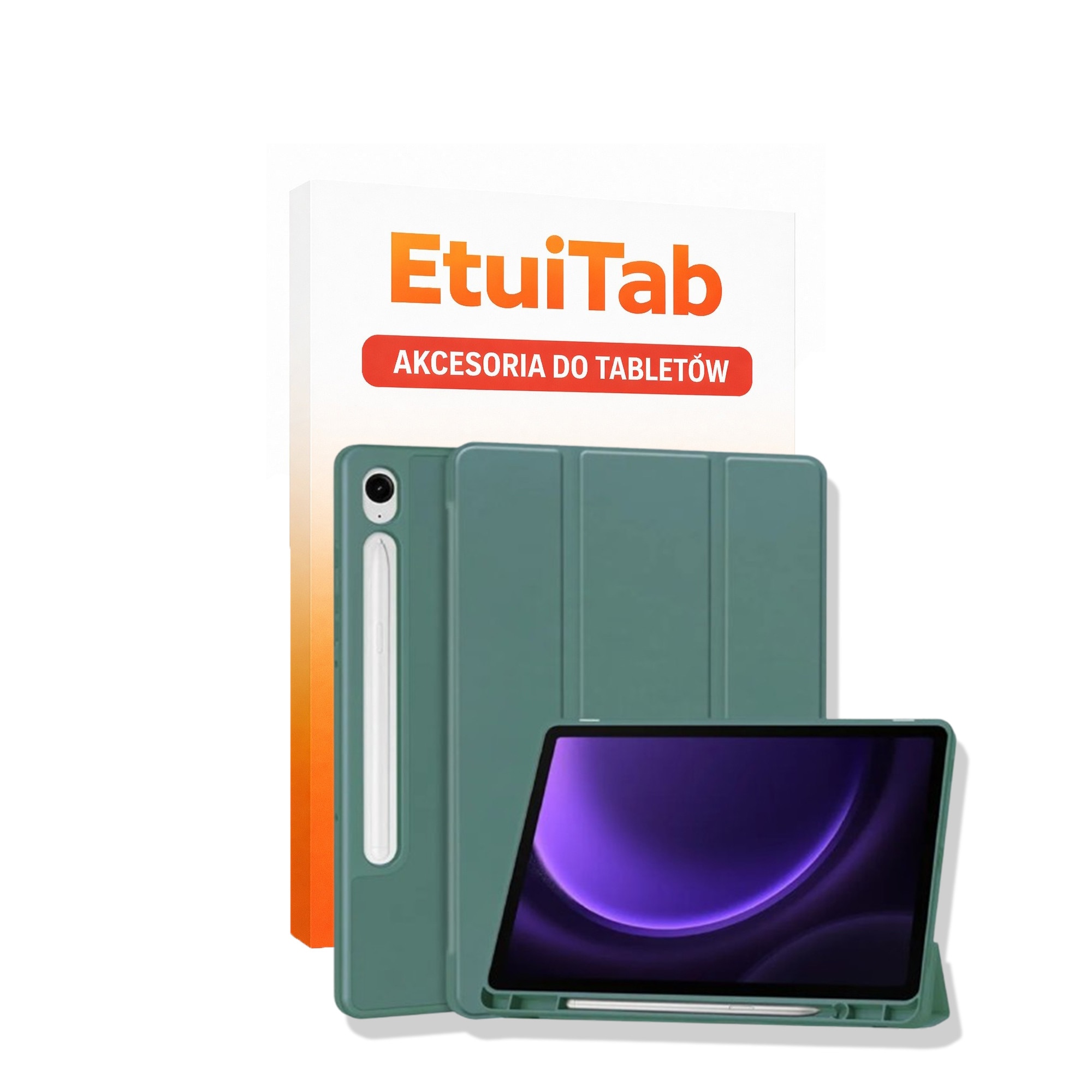 Husa tableta EtuiTab pentru Samsung Galaxy Tab S9 FE 10.9, ecologica, cu suport, loc pentru stylus, neagra