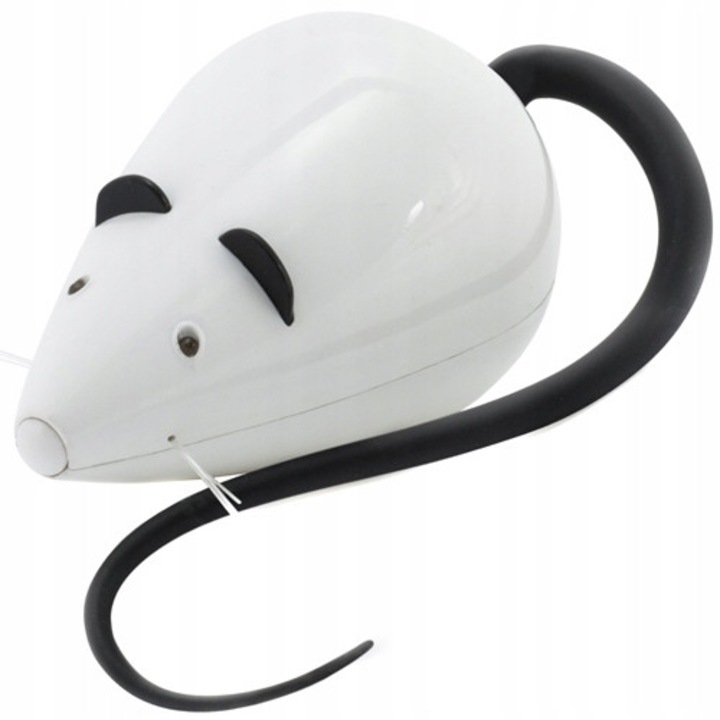 Jucarie interactiva pentru pisici, FroliCat RoloRat, alb-negru, 25,5x14x8cm, cu sunete si coada mobila