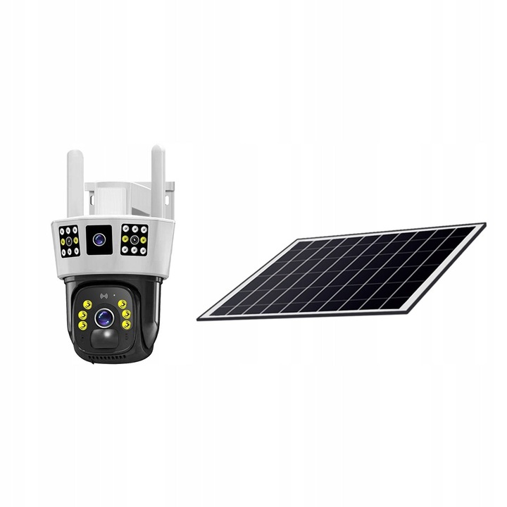 Соларна WiFi камера VCS01-W, 2 8MP (4MP+4MP), PTZ 350°/90°, 10W, батерия 8000mAh, IP66