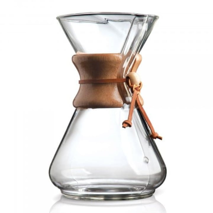 Cafetiere Chemex Classic, 10 filizanek, 1,4l, cu maner din lemn, inaltime 330mm, diametru 130mm