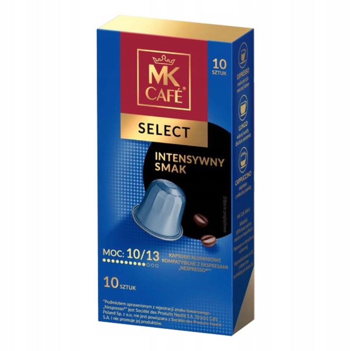 Capsule cafea MK Cafe Select, 10 bucati, aroma intensa, cacao, compatibile cu sistem Nespresso