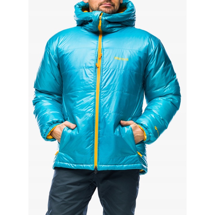 Geaca de puf, Marmot, model West Rib Parka, culoare albastru, L INTL