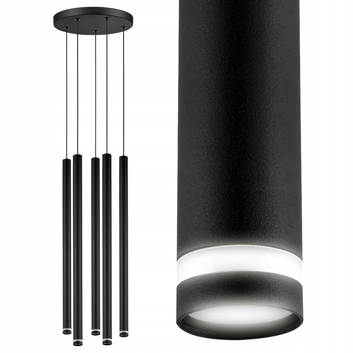 LEDLUX полилей, модел Tuba Sopel, 5x G9, матово черен, 108x22см