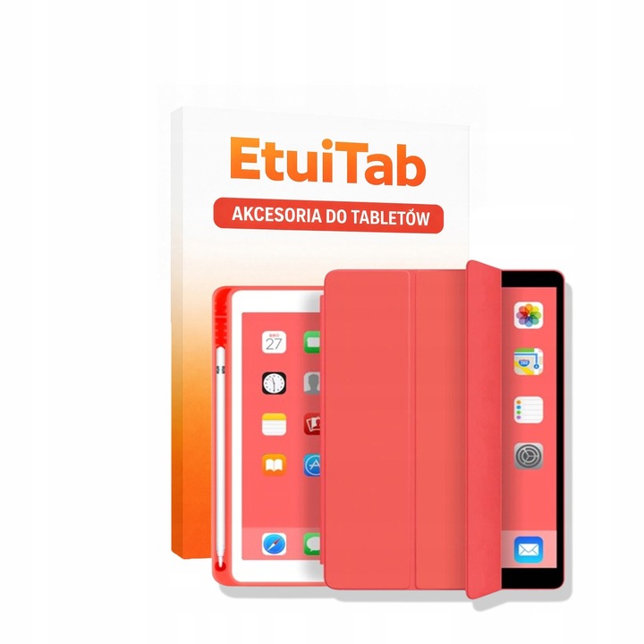 EtuiTab tablettok Apple iPad Air 5 10.9" 2022, piros, stylustartóval, öko-bőrből és szilikonból