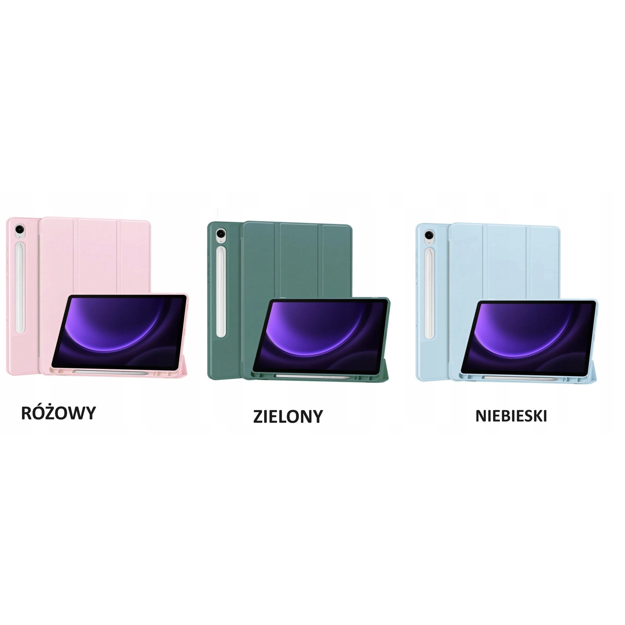 Husa tableta EtuiTab pentru Samsung Galaxy Tab S9 FE 10.9, ecologica, cu suport, loc pentru stylus, neagra
