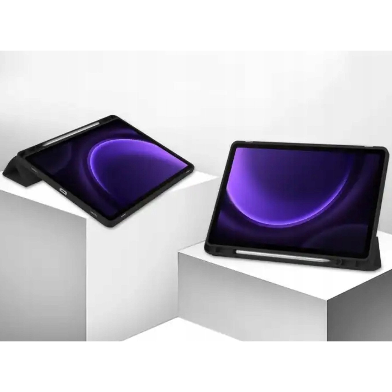 Husa tableta EtuiTab pentru Samsung Galaxy Tab S9 FE 10.9, ecologica, cu suport, loc pentru stylus, neagra
