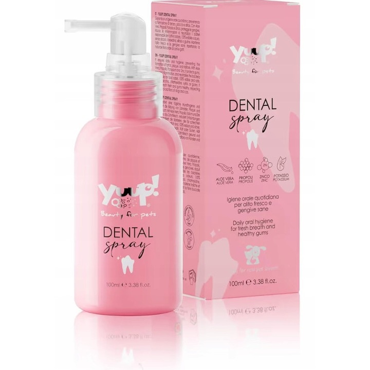 Spray dentar pentru animale Yuup! 100ml, menta si capsuni, fara alcool, fara gluten