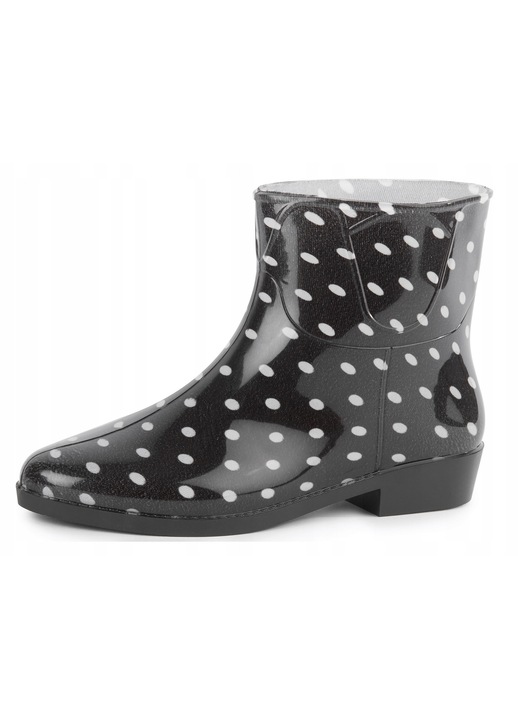Cizme dama, Ladeheid, scurte, negru/alb, PVC