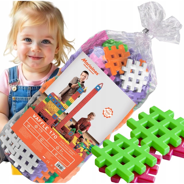 Set de klocki de constructie Marioinex Waffle 170 elemente, multicolor, 10,5x10,5x1,5cm