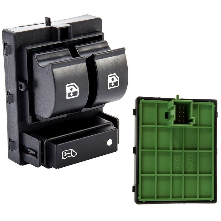 Ablakemelő és központi zár vezérlőpanel, FAST, kompatibilis Fiat Ducato, Peugeot Boxer, Citroen Jumper, Opel Movano C modellekkel, 2011-2026, zöld, 8 tűs.