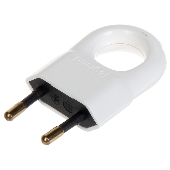 Stecher drept Legrand CEE 7/16, 230 V, 2.5 A, alb, 62x36x14mm