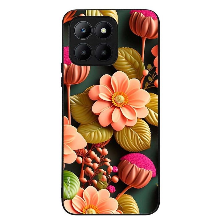 Husa telefon Sonique 3D Flower Series, roz, pentru Honor 70 Lite 5G, silicon, antisoc
