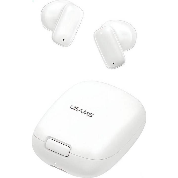 Casti Wireless Usams, Bluetooth 5.3, design in-ear, alb, autonomie 7 zile, dimensiuni carcasa 33x5x55mm