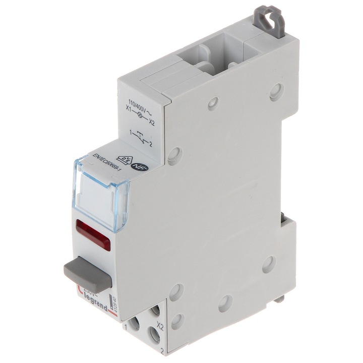 Monostabil kapcsoló LE-412940 lámpával, 1x NC, 20 A, piros, 17.5x94.9x67.3mm