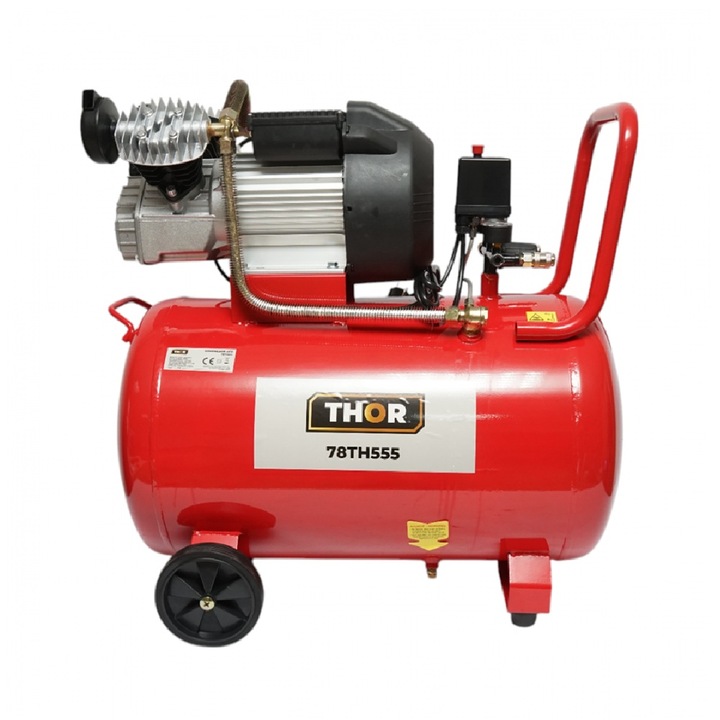 Compresor aer 100L, motor 2 cilindri in V 2.2KW/2CP, presiune maxima 8 bar, volum aer aspirat 370 L/min