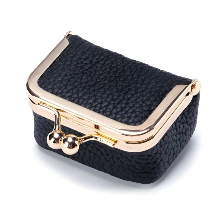 Ékszeres doboz, valódi marhabőrből készült, puha tapintású, klasszikus retró dizájn, stílusos és elegáns megjelenéssel, elfér kézitáskában vagy utazóbőröndben, 6, 5 x 4, 5 x 3, 5 cm - LUXIBOX fekete VIVVA®