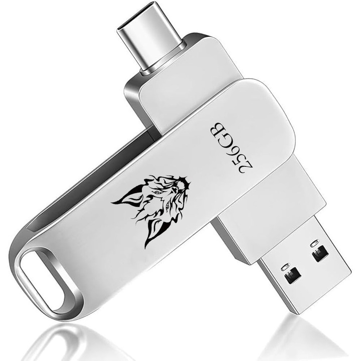 USB памет 256GB, USB 3.0, USB-C, сребрист, 65x19x9мм