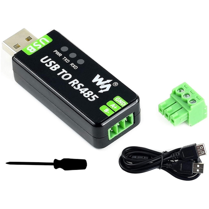 Ipari USB/RS485 átalakító, Chucai, 5V, 300-921600 b/s, FT232R alapú, ESD védelem