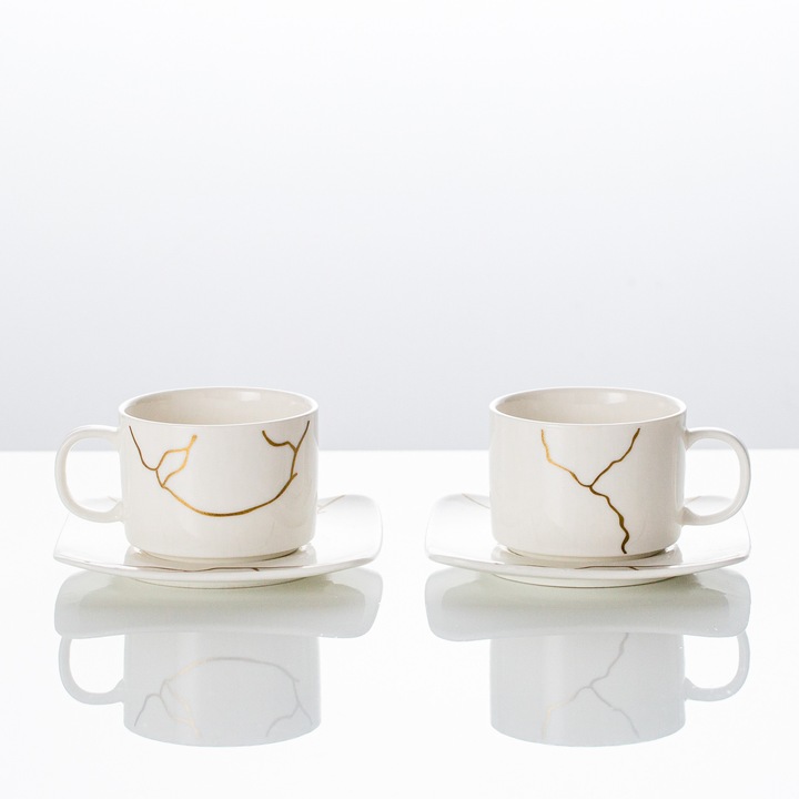 Set de 2 cesti cu 2 farfurioare, 180 ml - Infinity Collection