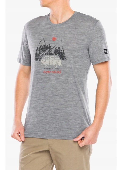 Férfi póló, Dolomites Campsites Tee, szürke, merinó