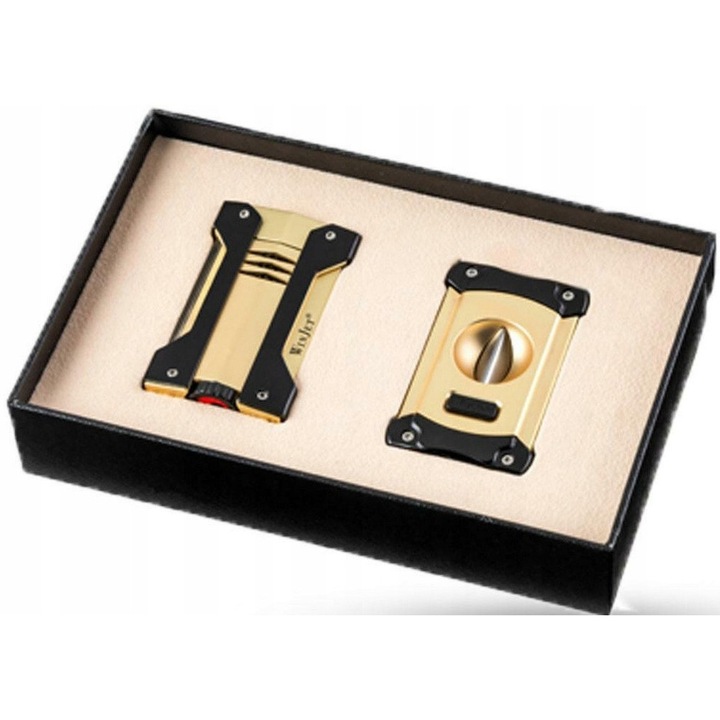 Set bricheta si taietor de tigari Angelo, auriu-negru