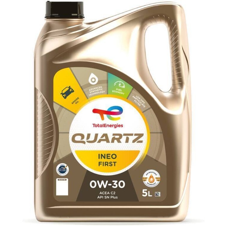 Ulei motor Total Quartz Ineo First 0W30 5L, sintetic, pentru motoare Euro 6, economisire combustibil