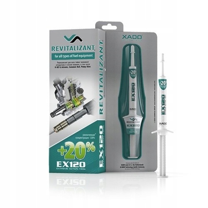Xado Revitalizant EX120 autóadalék, 8ml, üzemanyagpumpákhoz és befecskendező rendszerekhez, kopás elleni védelem, 0-5 literes motorokhoz