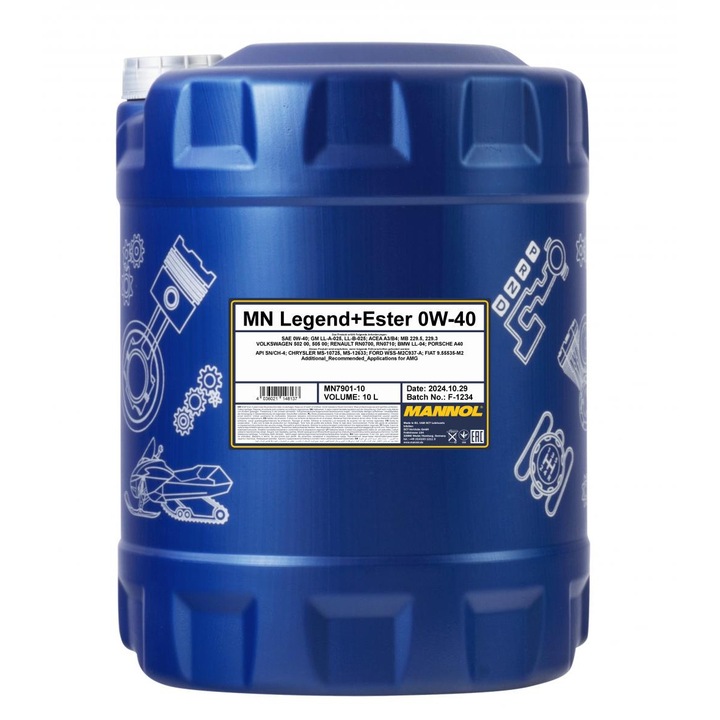 Ulei motor Mannol Legend+Ester 0w40 10L, bisyntetic, pentru motoare benzina si Diesel, 30.000 km, protectie avansata