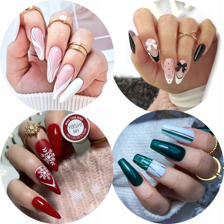 Set 4 lacuri hibride Yoshi, culori festive, 6ml fiecare, ambalate in saculet de organza