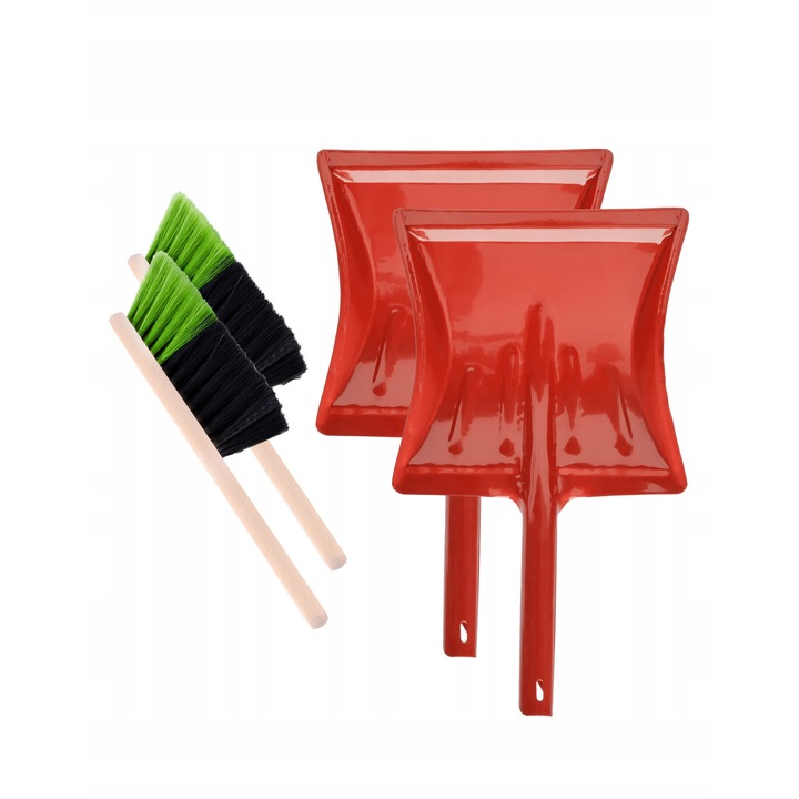 Set 2x sufele metalice cu zmiotca Garronda, negru-verde/rosu