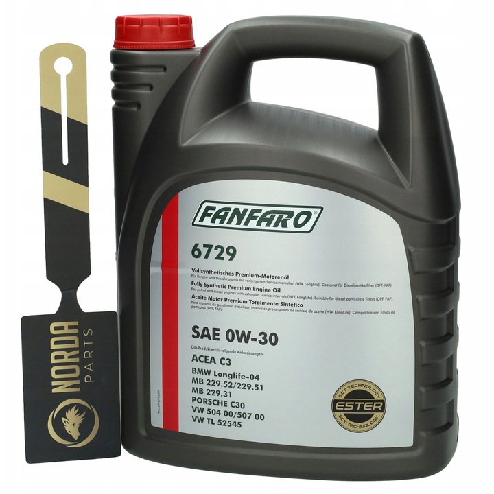 Ulei motor Fanfaro 0w30 5L bisintetic, compatibil cu VW 504 00/507 00, economisire combustibil, rezistenta la temperaturi ridicate