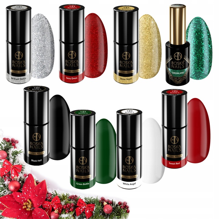 Set 8 lacuri hibride Boska Nails, culori festive, 6ml
