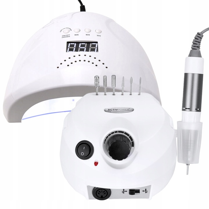 Set Freza pentru unghii 65W si lampa UV LED 48W, alb