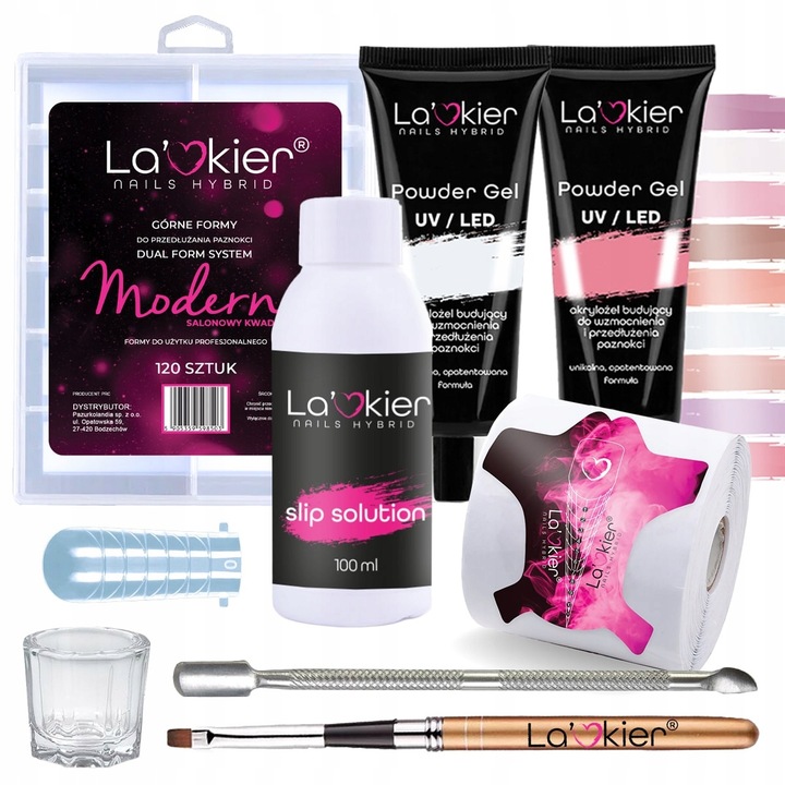 Set unghii 6x La'kier akrylozel, 30ml, 100ml, accesorii incluse