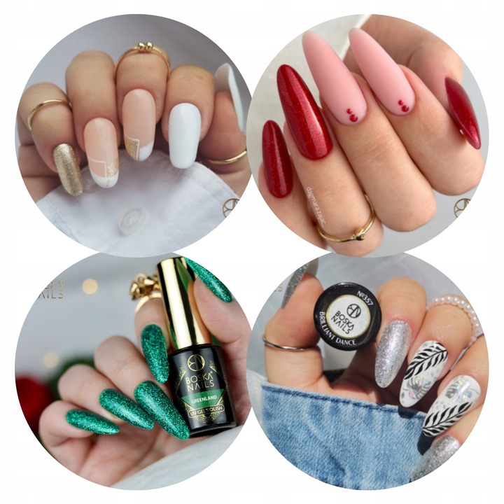 Set 4 lacuri hibridice cu glitter Boska Nails, culori festive, 6ml fiecare