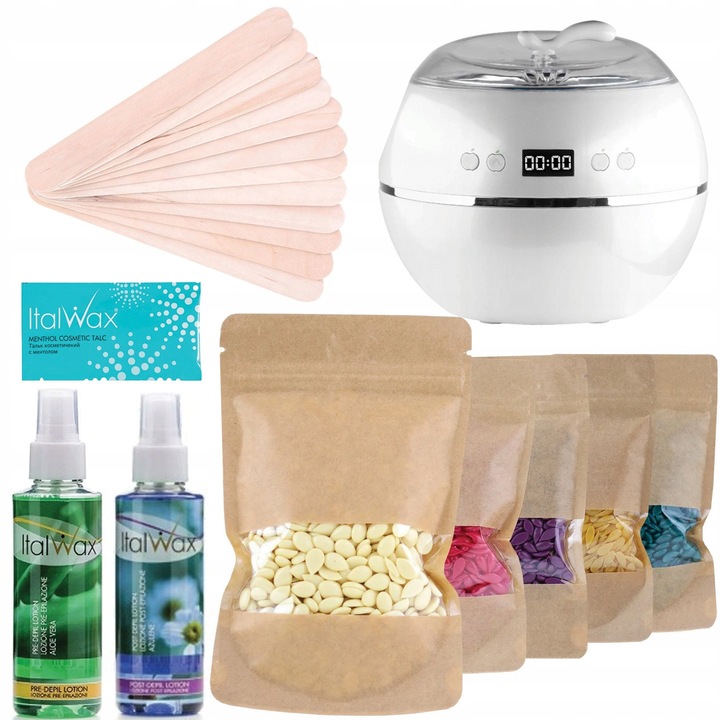 Set epilare ItalWax 5x Ceara 100g, incalzitor, spatule, 500ml