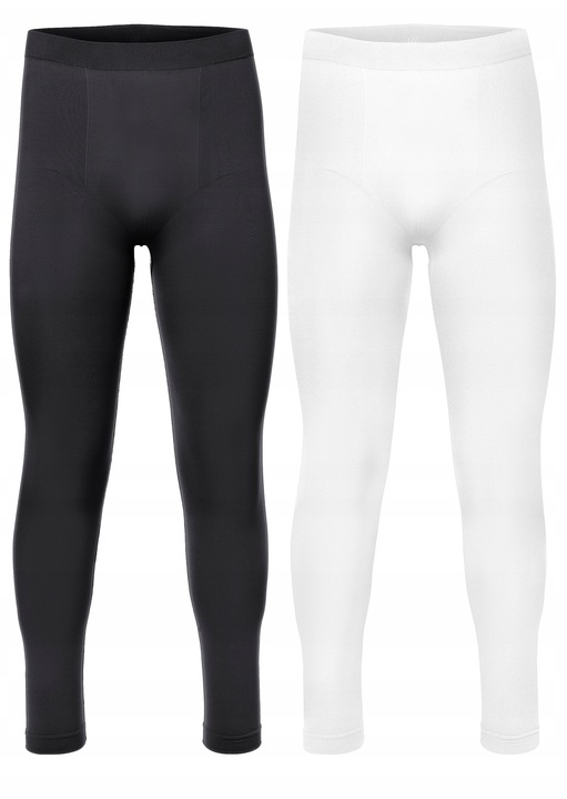 Colanti sport barbati, Ladeheid, set 2 piese, lungi termici, alb, microfibra, S INTL
