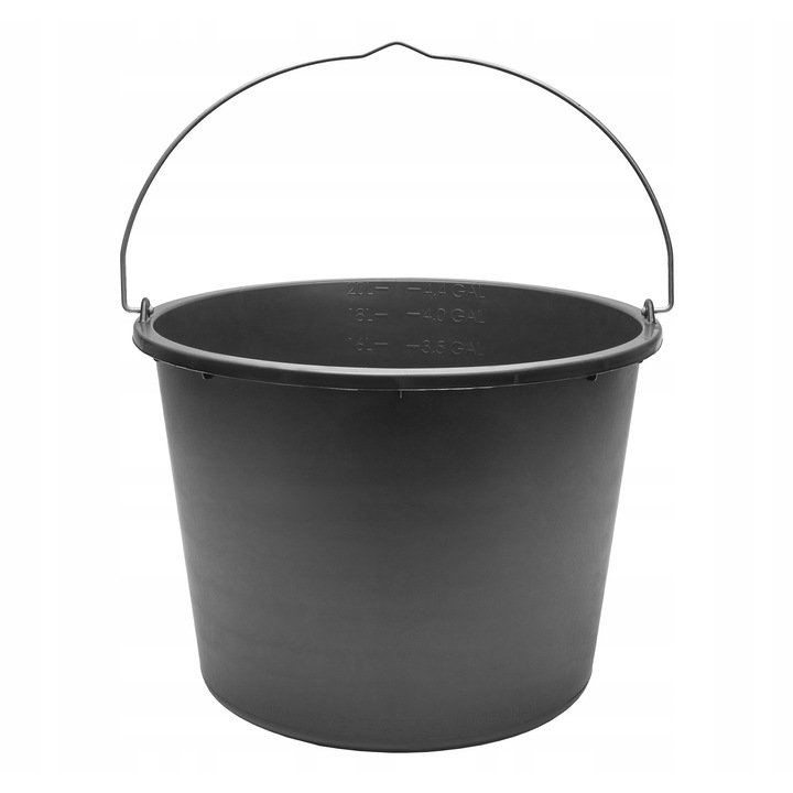 Комплект от 3 строителни кофи за домакинството 20L, пластмаса PP/HDPE, черен, 27x37cm