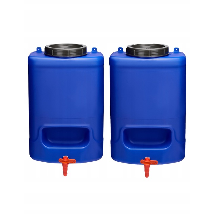 Комплект от 2 бидона за вода 20L с кранче, без BPA, HDPE, за къмпинг, универсална употреба