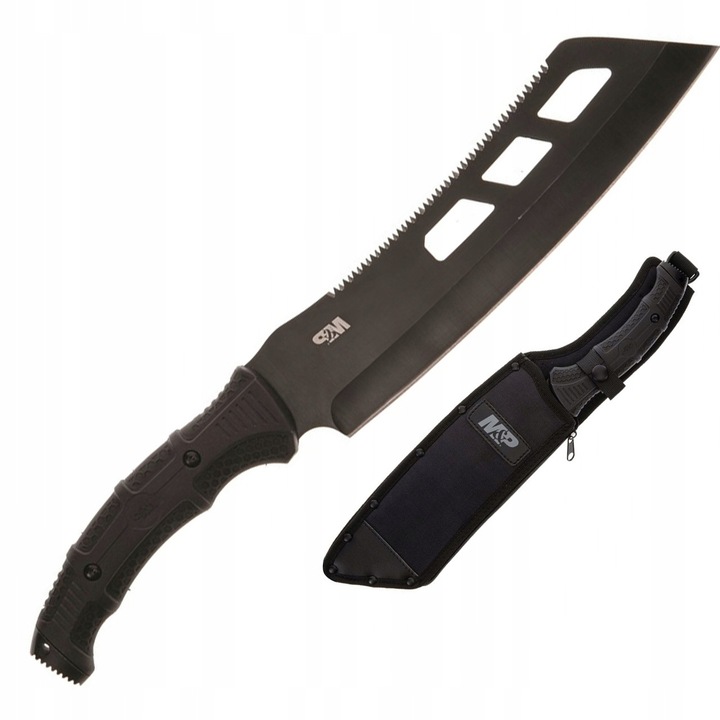 Maceta Smith & Wesson Extraction si Evasion, 25,4x41,3cm, otel 420, neagra, cu husa din nylon