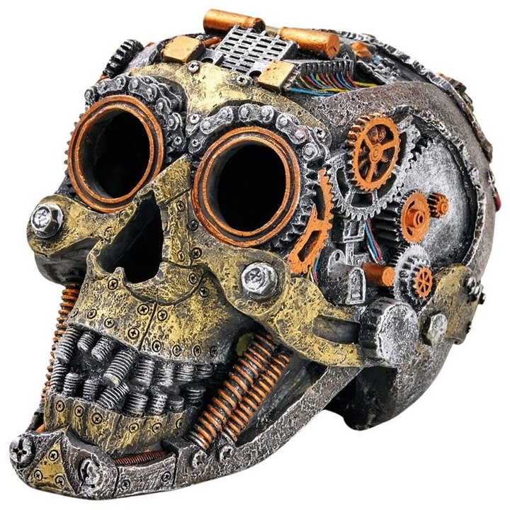 Eden akvárium dekoráció, steampunk koponya, 18x12,4x13cm