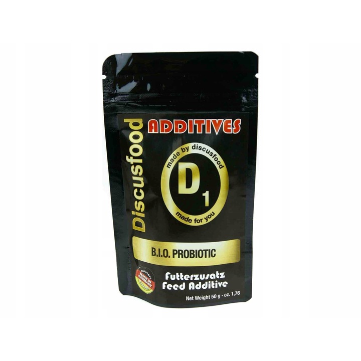 Supliment nutritiv pentru animale, Discusfood, Probiotic B.I.O, 50g, cu culturi de bacterii, pentru flora intestinala