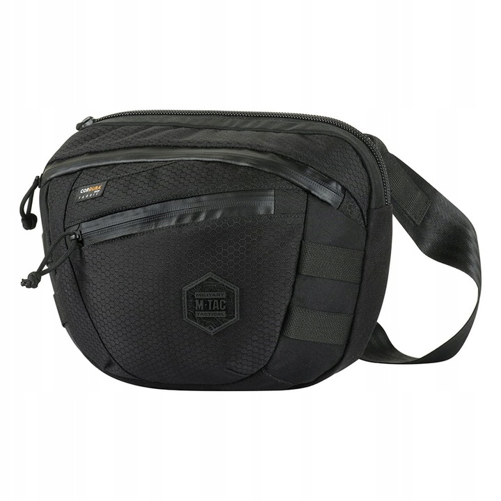 M-Tac Sphaera Hex Hardsling Bag Large Elite taktikai táska, Cordura Hex, 29x26x21cm, fekete, szett mellékelve