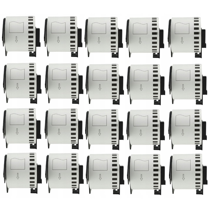 Set 20 Benzi etichete, 62mm x 30,48m, alb cu imprimare neagra, pentru Brother DK-22205