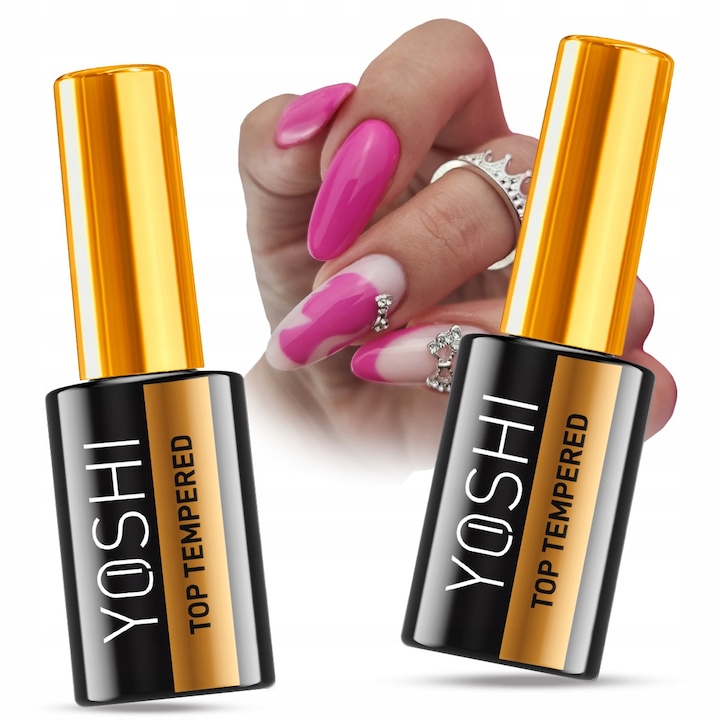Set 2 x Top hibrid temperat Yoshi 10ml, rezistent la zgarieturi, pentru lac de unghii